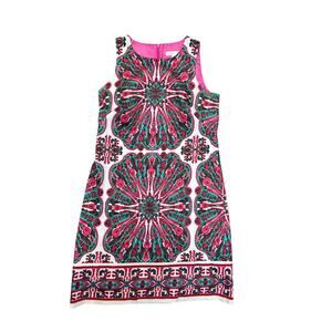 London Times Sheath Dress Size 4 Multicolor Floral Boat Neck‎ Sleeveless